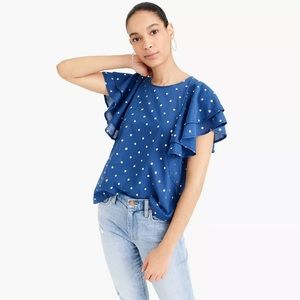 ❣️NWT J.Crew Ruffle Flutter-Sleeve Top